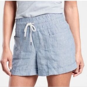 Athleta Cabo Linen 4" Shorts Chambray Blue Size 22